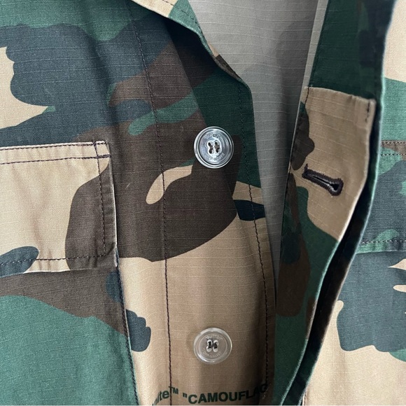 Off White " Field Jacket " Camo 4 Pocket Button Front Jacket - Picture 4 of 10